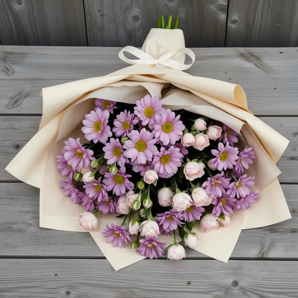 Букет цветов из: Розы и Хризантемы в Новокузнецке