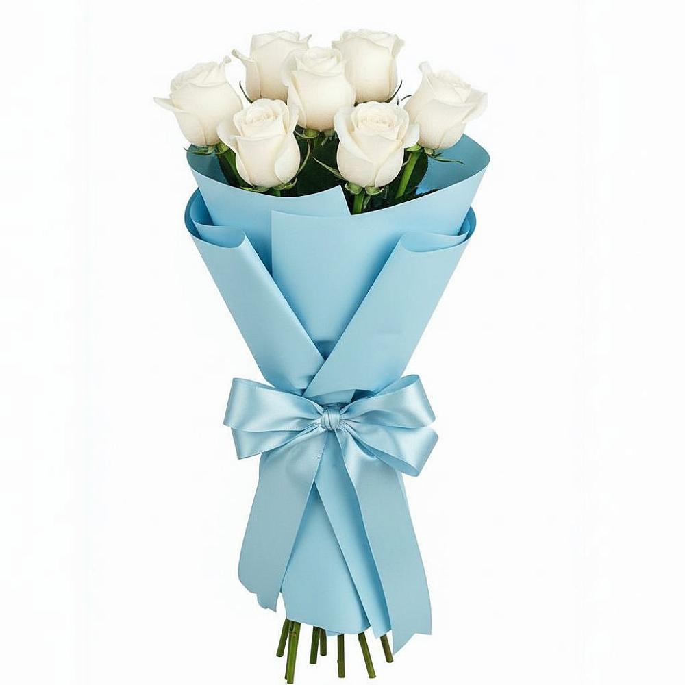 Букет 7 белых роз Проуд в Новокузнецке