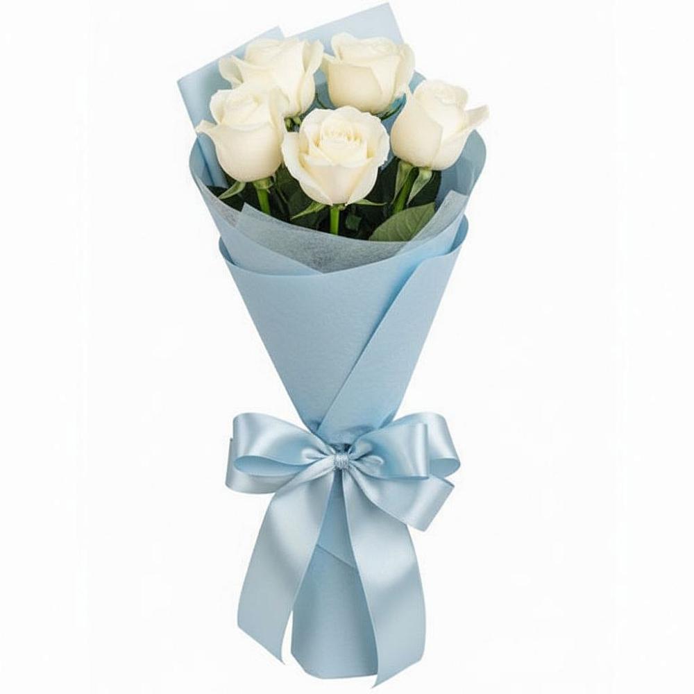 Букет 5 Белых роз Проуд в Новокузнецке