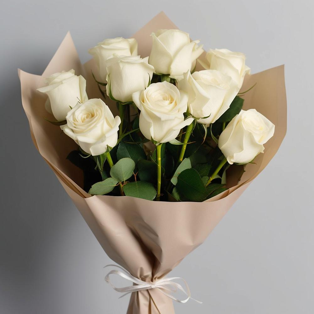 Букет 9 Белых роз Эдлесс Лав в Новокузнецке