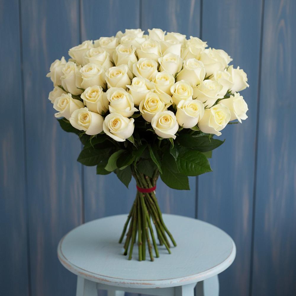 Букет 51 Белая роза Эдлесс Лав в Новокузнецке