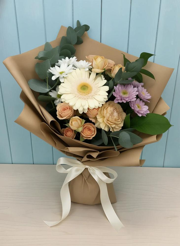 Букет цветов из: Герберы и Хризантемы в Новокузнецке