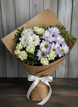 Букет цветов из:  Хризантемы и Розы в Новокузнецке