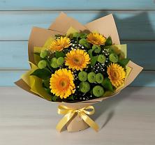 Букет цветов из:  Герберы и Хризантемы в Новокузнецке
