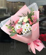 Букет цветов из:  Розы, Лизиантусы и Хризантемы в Новокузнецке