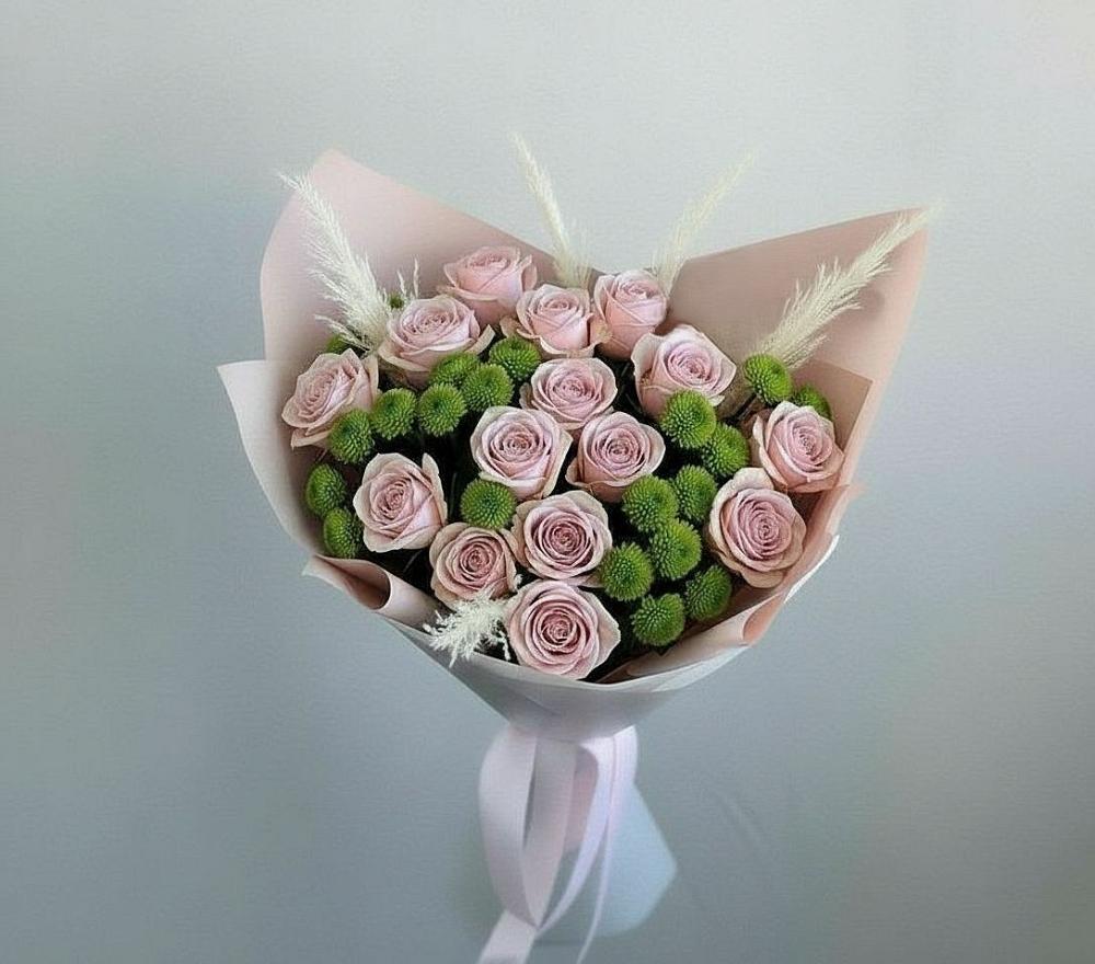 Букет цветов из: Розы и Хризантемы в Новокузнецке