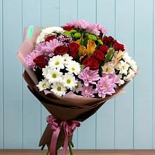 Букет цветов из:  Розы, Хризантемы и Альстромерии в Новокузнецке