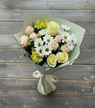 Букет цветов из:  Альстромерии, Розы и Хризантемы в Новокузнецке