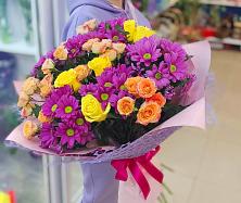 Букет цветов из:  Хризантемы и Розы #REPLACE_PRED# Новокузнецке